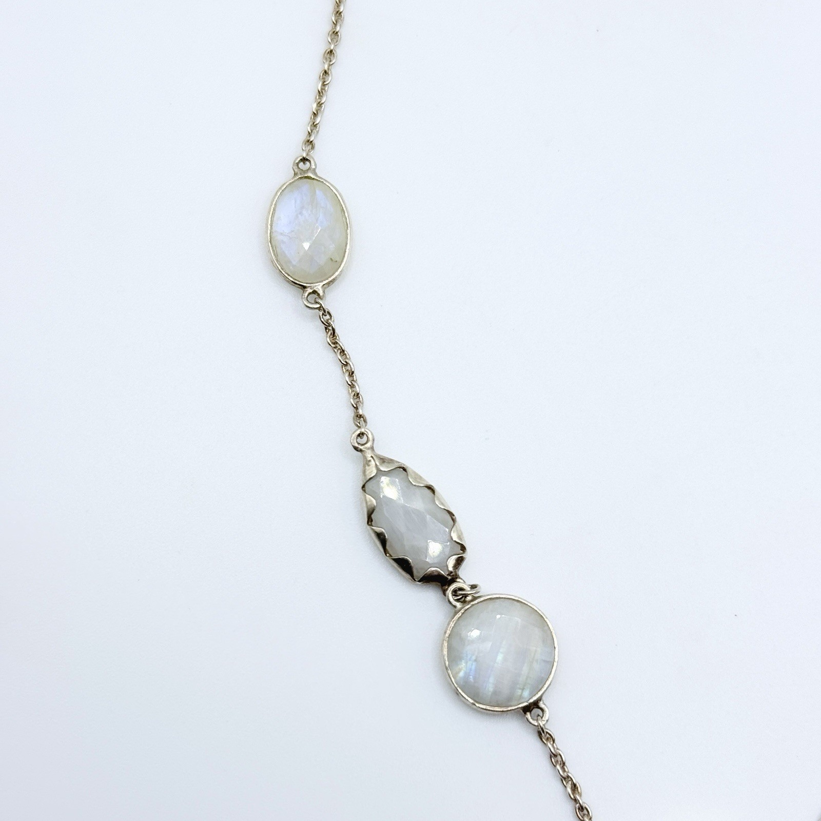 Retired Silpada Sterling Silver OVER THE MOON Moonstone Station Necklace N2914