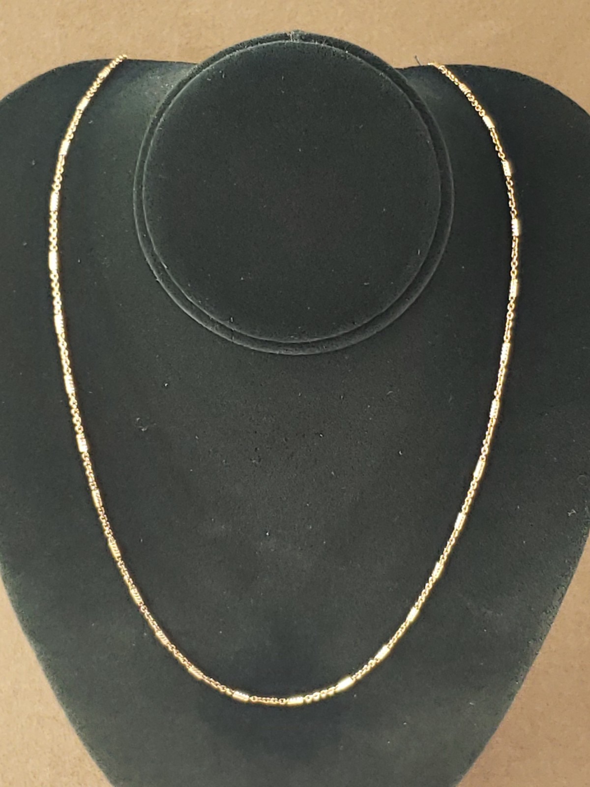 UNIQUE GOLD TONE STERLING SILVER THIN BAR & OVAL LINK CHAIN 23″