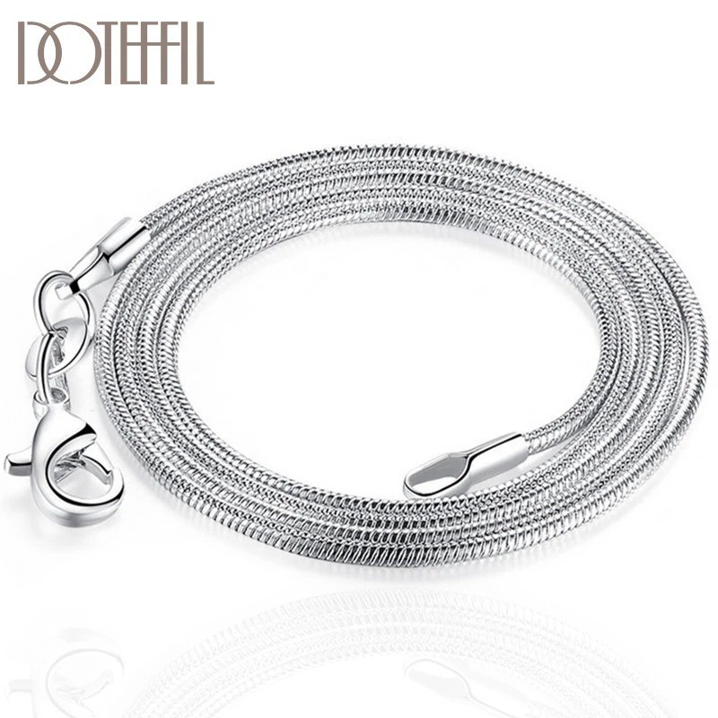10PCS 925 Sterling Silver Snake Chain Necklaces 1mm 16–30 Inch Fashion Jewelry