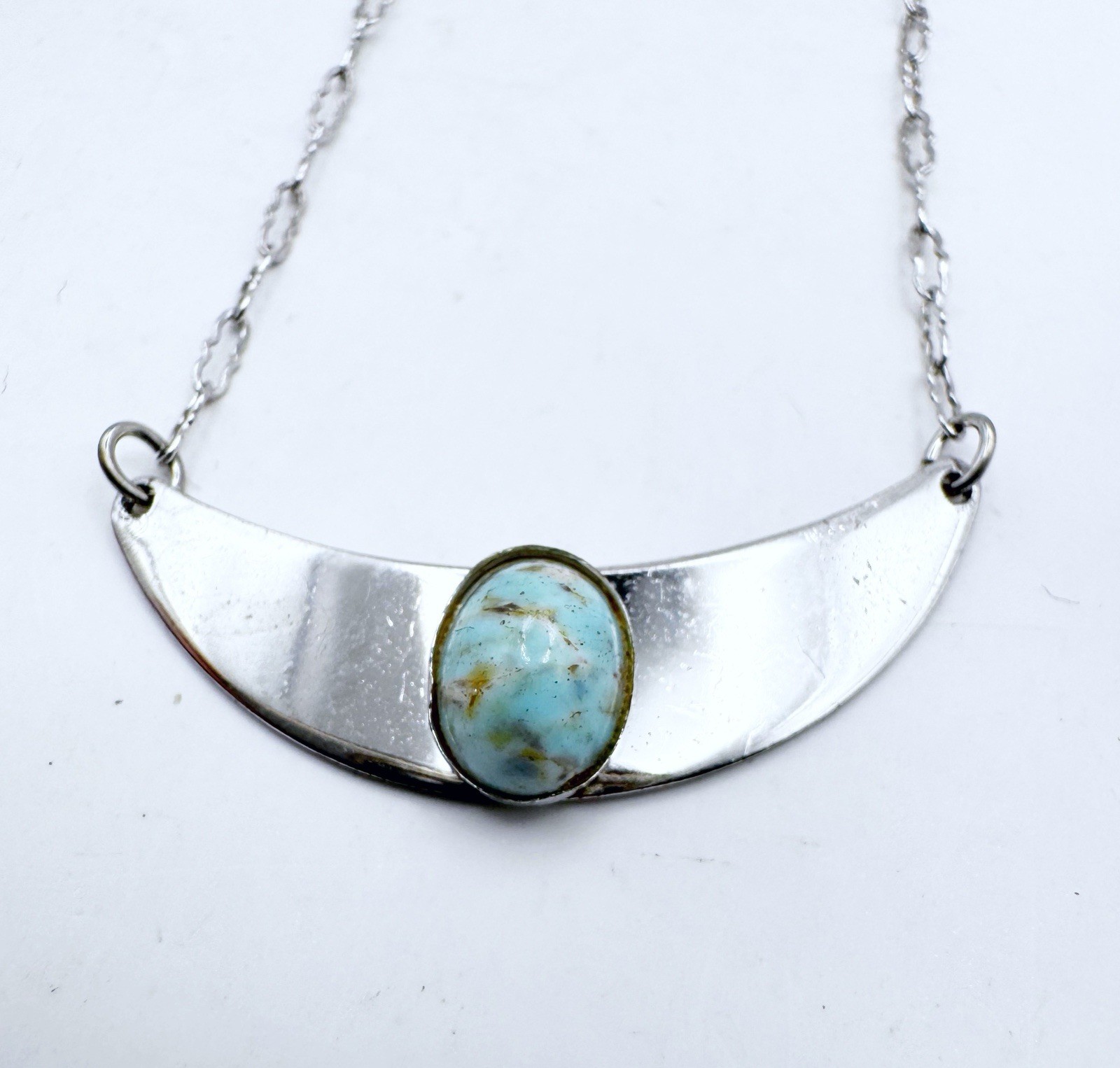 Dane Craft Turquoise Moon Sterling Sliver 925 Necklace