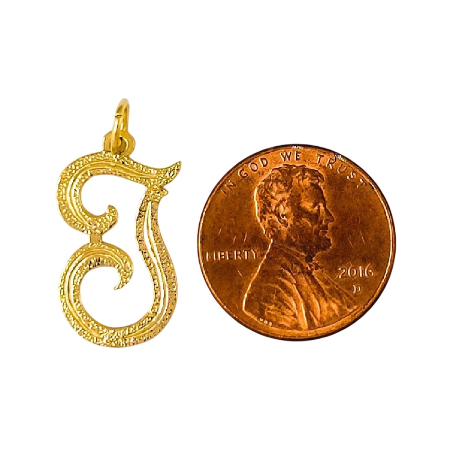 A to Z Any One 14K Yellow Gold Letter Pendant Charm, Made in USA