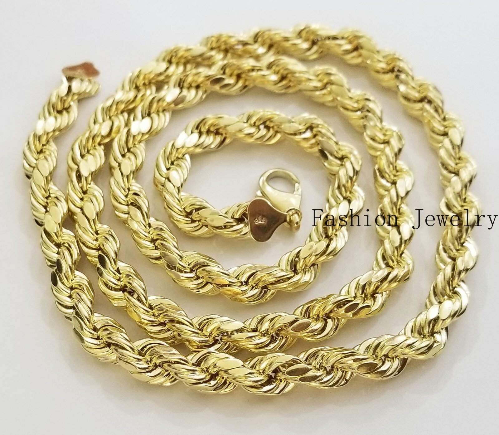 10k REAL Yellow Gold Rope Chain necklace 10mm 22″ Men thick diamond cut