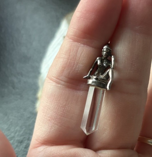 925 Sterling Handmade Vintage Figural Nude Woman Crystal Point Pendant
