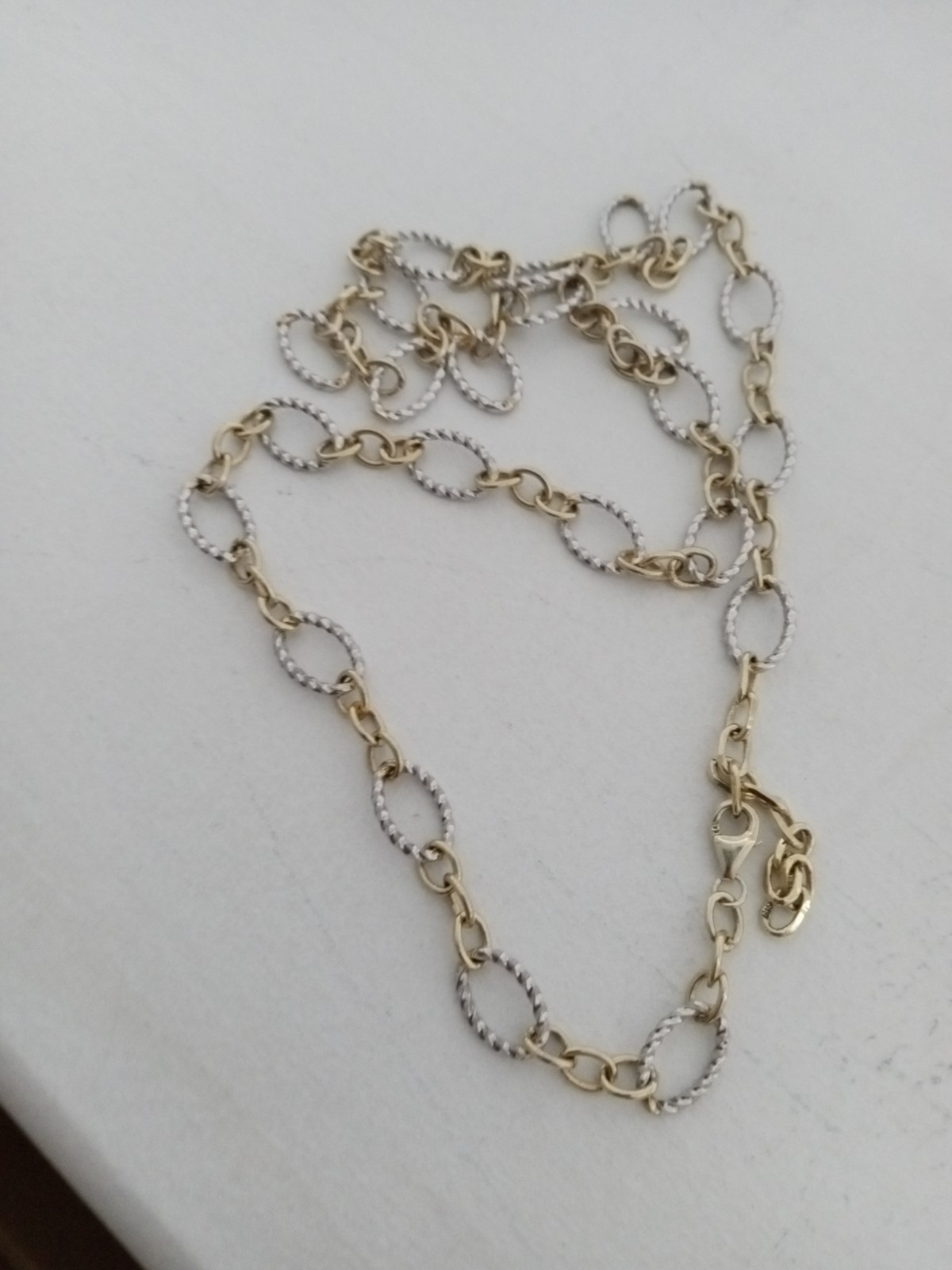 gold and silver Link Necklace Marked 681 And 925 22″