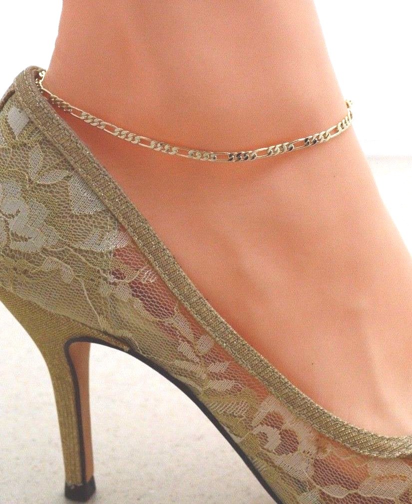 14KT GOLD “Plated” BY THE INCH CLASSIC FIGARO 3MM NECKLACE,BRACELET,ANKLET14KT