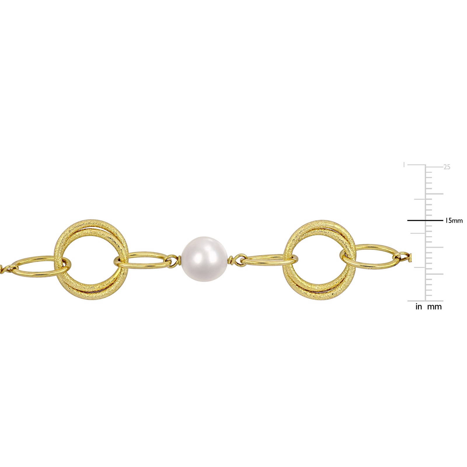 Amour Yellow Plated Silver 9-10mm Freshwater Pearl Station Necklace – 20 in.