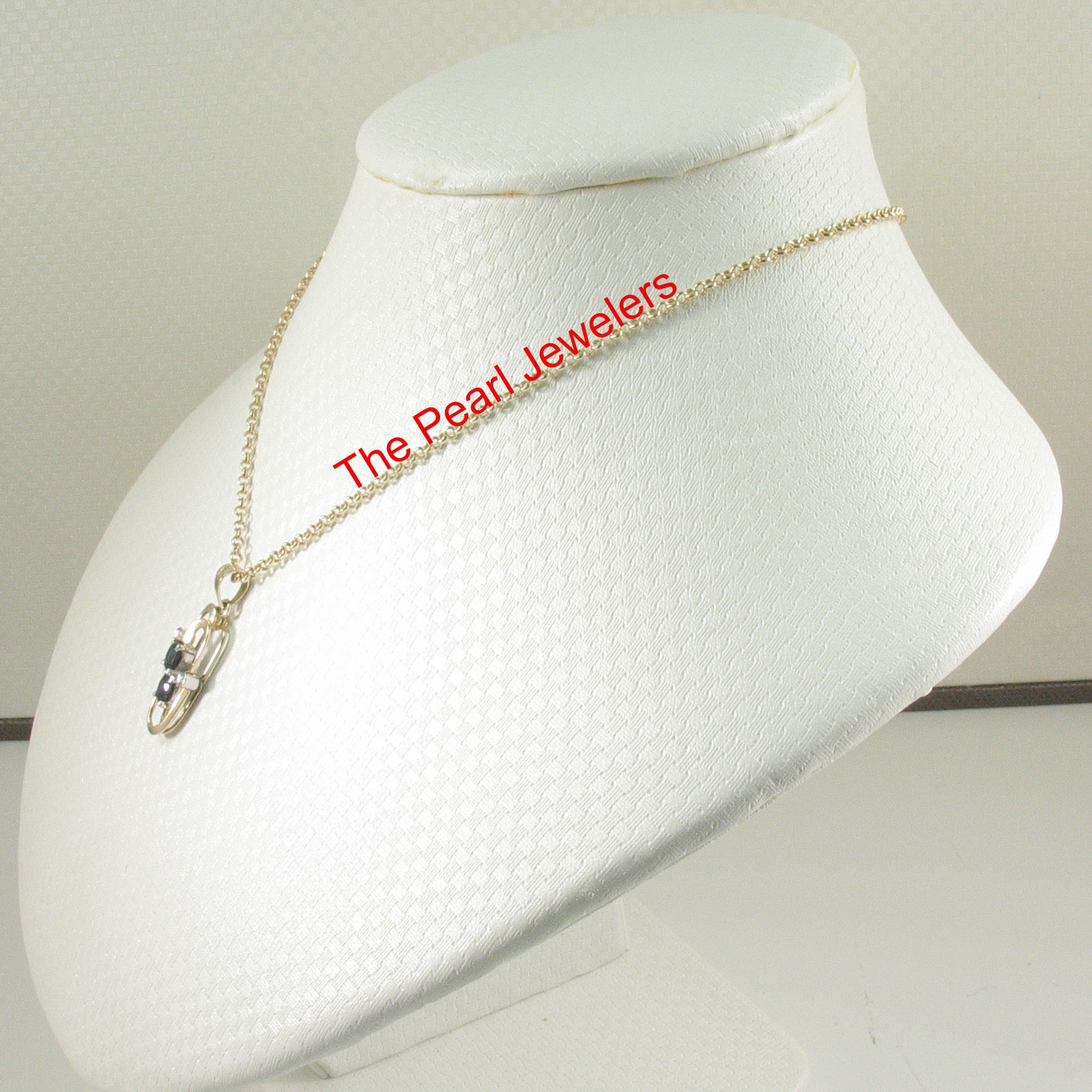 Unique Design 14KT Yellow Solid Gold Genuine Diamond Sapphire Pendant TPJ