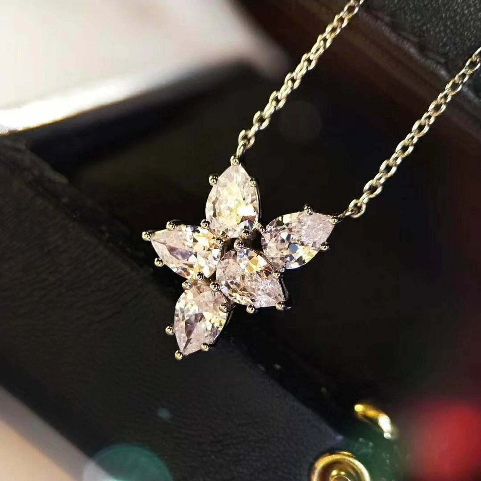 2Ct Pear Cut VVS1/D Diamond Cluster Pendant Solid 14K White Gold Over Free Chain