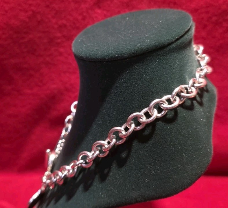 Tiffany & Co. Heart Tag Toggle Chain link Necklace in .925 sterling silver.