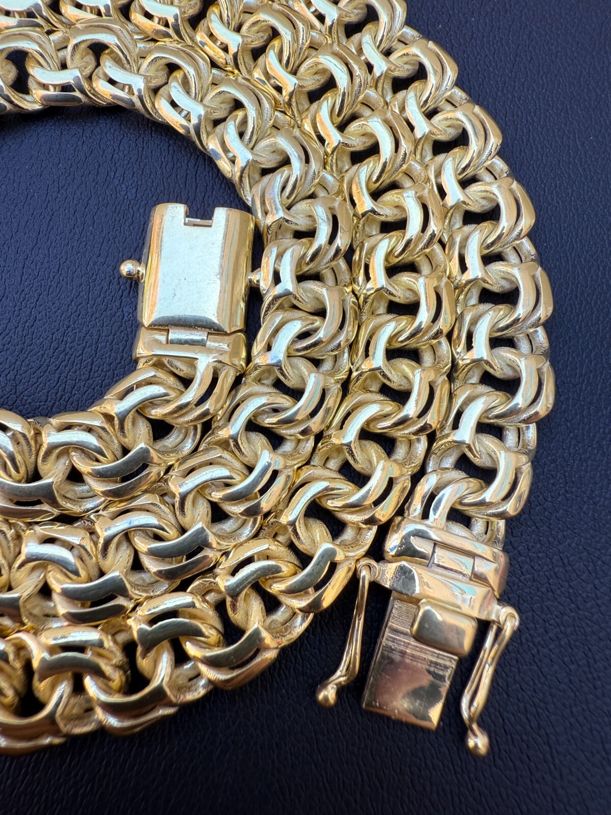 Handmade 9mm Bismark Garibaldi Chino Chain 14k Gold Over 925 Silver Necklace