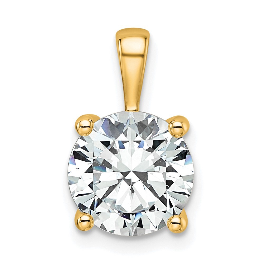 14k Yellow Gold 3 Ct Lab Grown Diamond VS/SI+ G+ Four Prong Solitaire Pendant