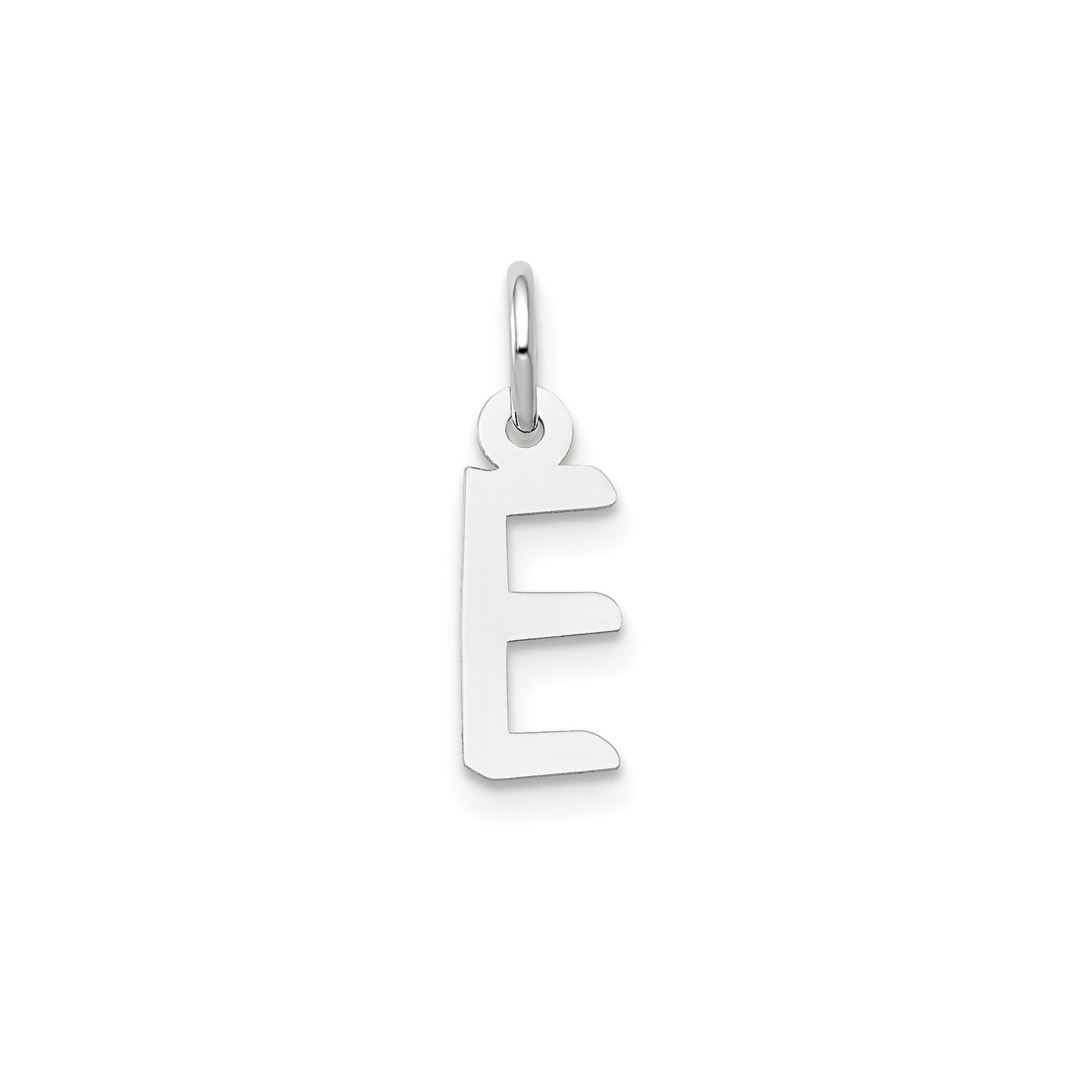 10k White Gold Initial E Pendant Charm Block Letter Minimalist Jewelry for Women