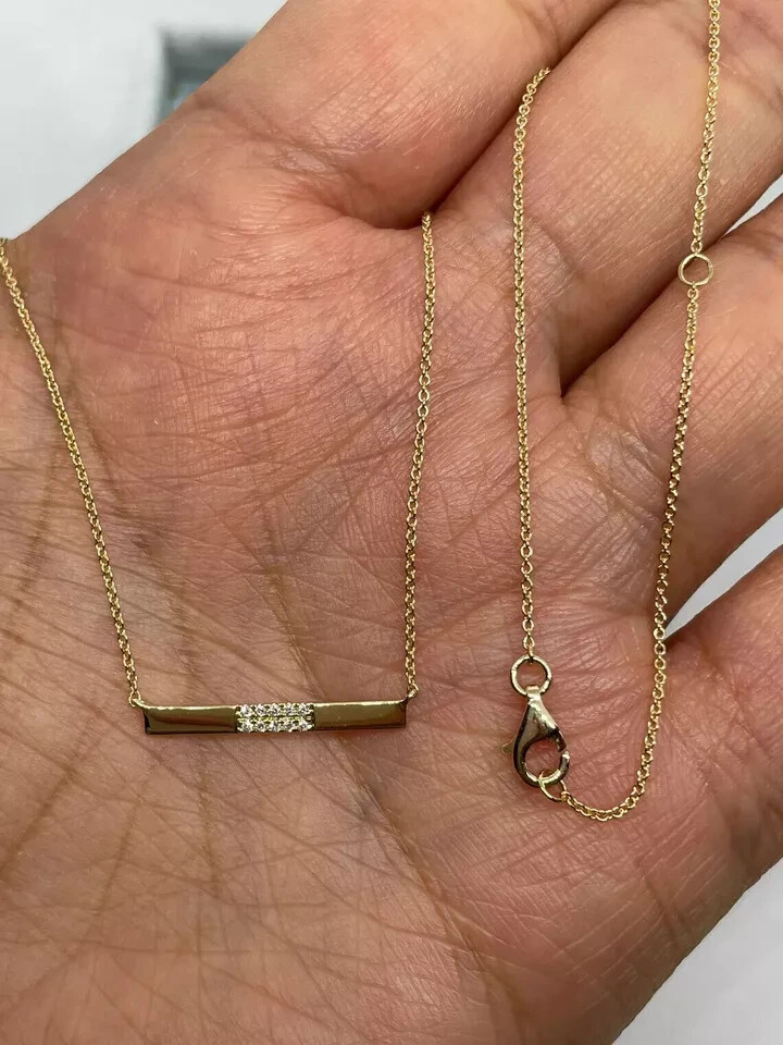 0.20Ct Round Lab Created Diamond Bar Pendant 14K Yellow Gold Finish