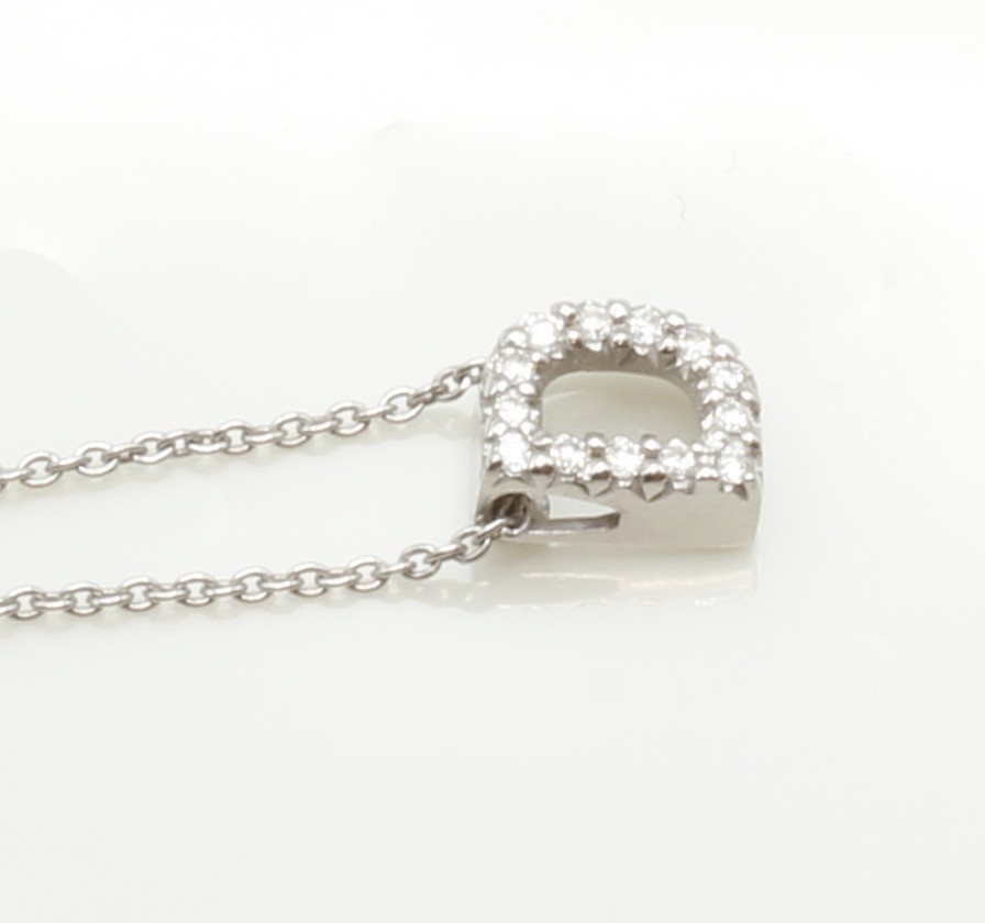 Roberto Coin Tiny Treasures Natural Diamond “D” 18k White Gold 18″ Necklace