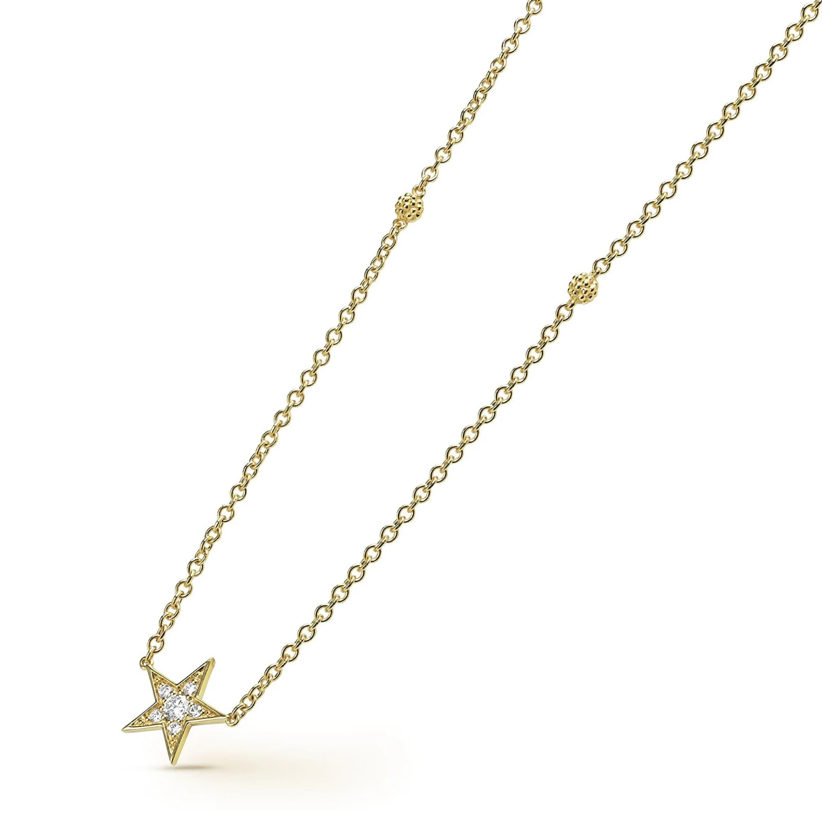 LAGOS Signature Caviar 18K Gold and Diamond Star Chain Necklace