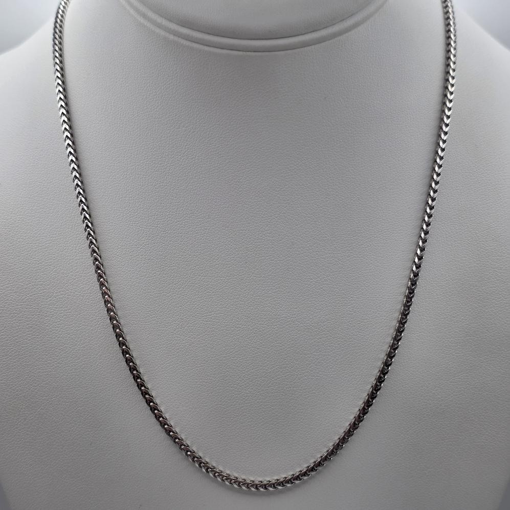 20″ Long 925 Sterling Silver 2.3mm Thick Franco Link Box Chain Necklace ITALY