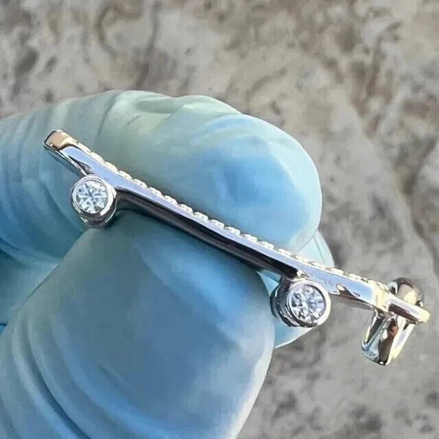 1.50 Ct Round Cut Lab Created Diamond Skateboard Pendant 14K White Gold Plated