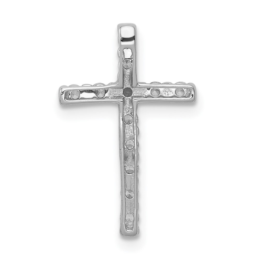 14k White Gold 1/4Ct Round Lab Grown Diamond VS/SI+ G+ Cross Chain Slide Pendant