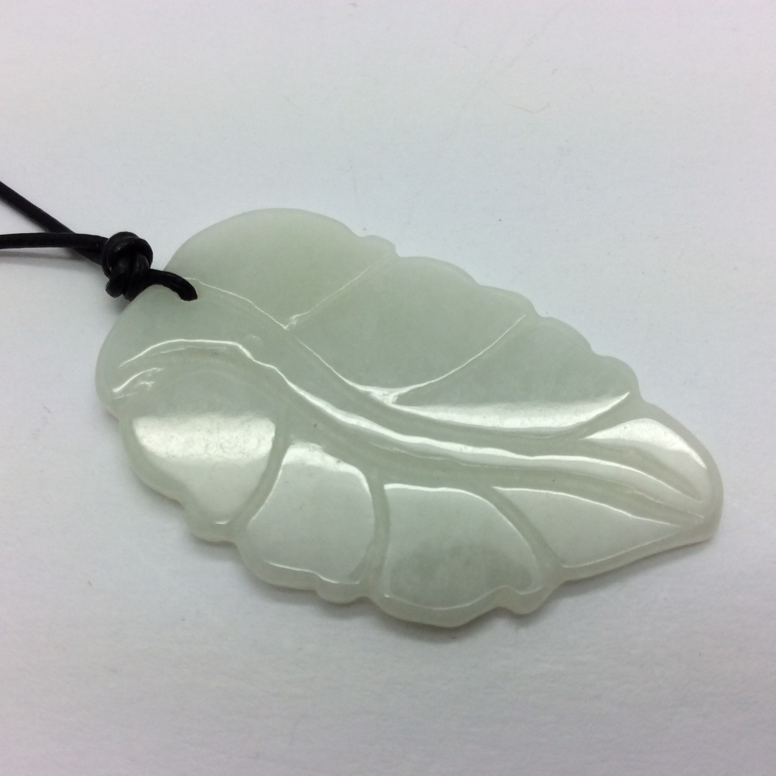 Burmese Jade Leaf Pendant Light Green Jadeite Jade Stone Necklace Burma Myanmar