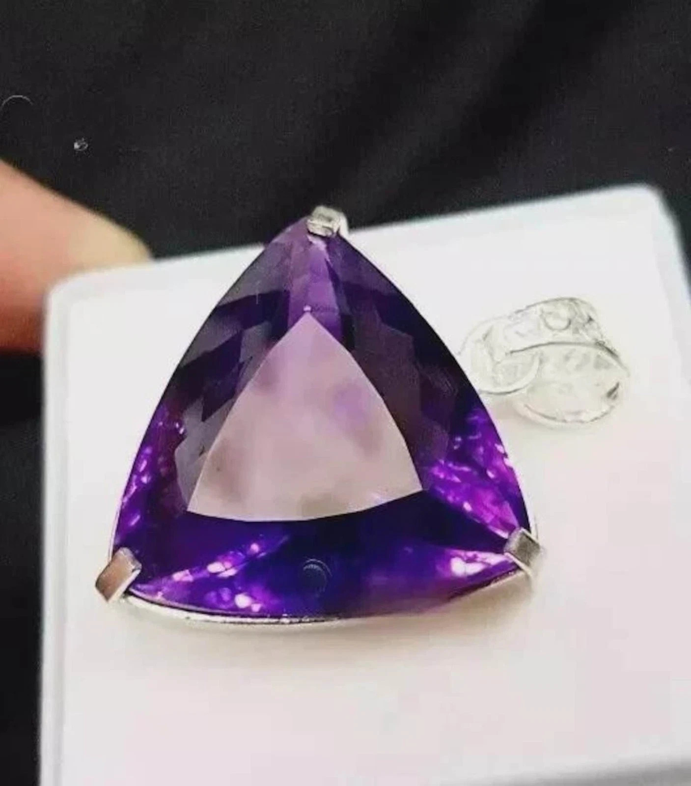 Natural 27 Ct Purple Sapphire Trillion Cut 925 Silver Pendant Certified Gemstone