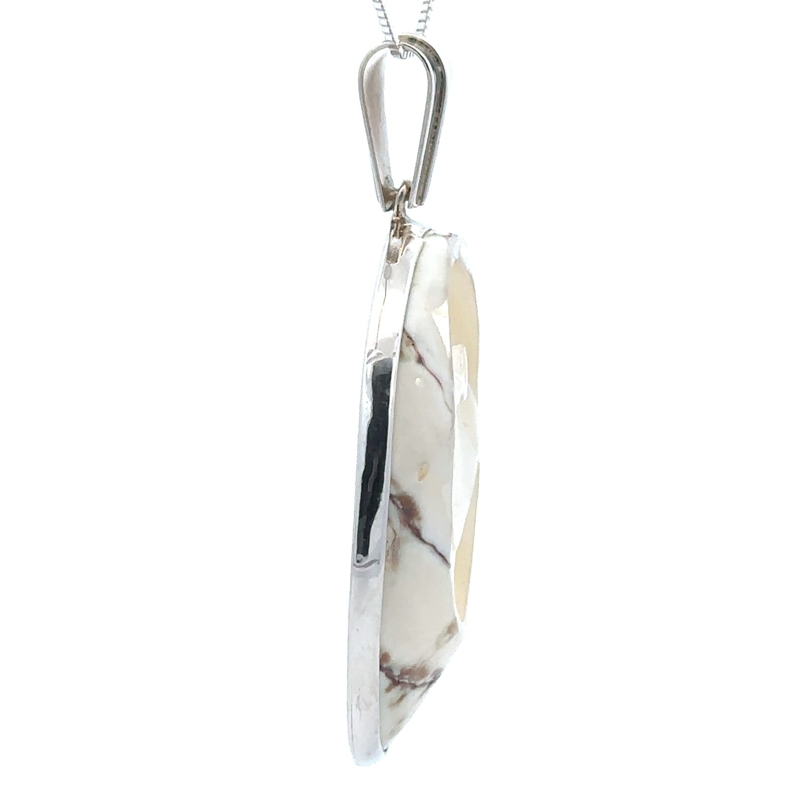 Natural Shell Pendant Set In Sterling Silver (1 1/2 in. x 2 1/2 Inch)