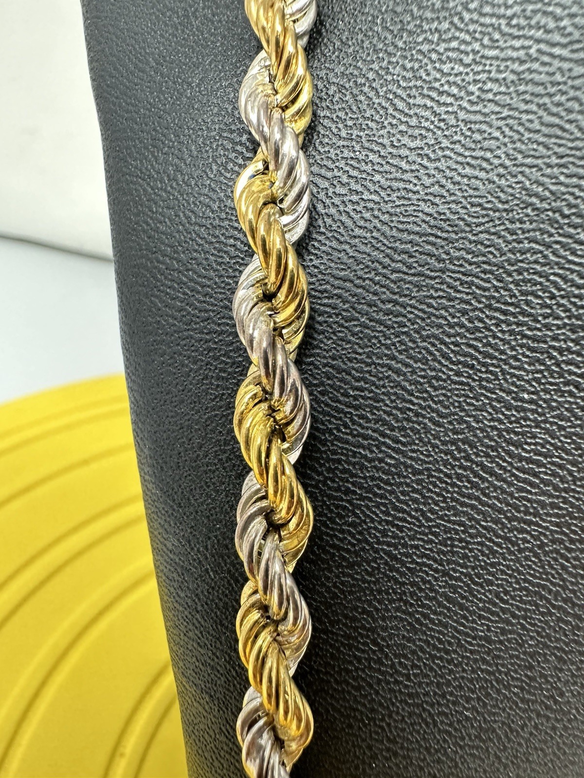 Sterling Silver Gold Plated & Silver Twisted Necklace Beautiful Modern 36g 22in
