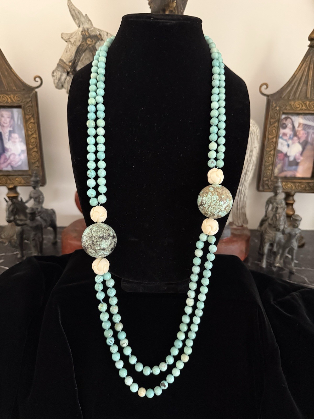 ***GORGEOUS TURQUOISE NECKLACE W/18k SMALL CHARM***
