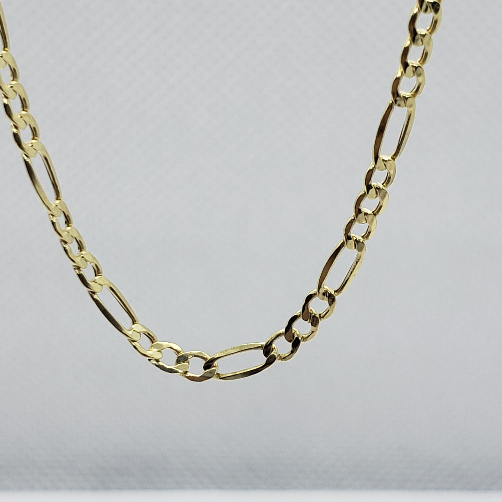 10K Yellow Gold Hollow Figaro Link Chain Necklace Bracelet 2mm-5.5mm 7″ ~ 30″