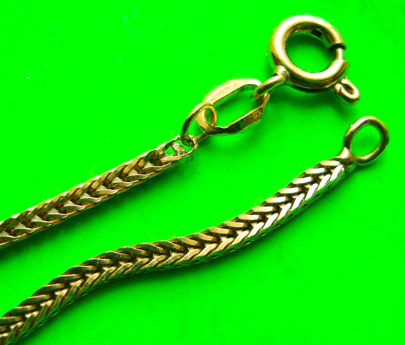 SOLID 18k GOLD NECKLACE Fox Tail Chain w/ CERTIFIED APPRAISAL 9.6 Grams SUPERB