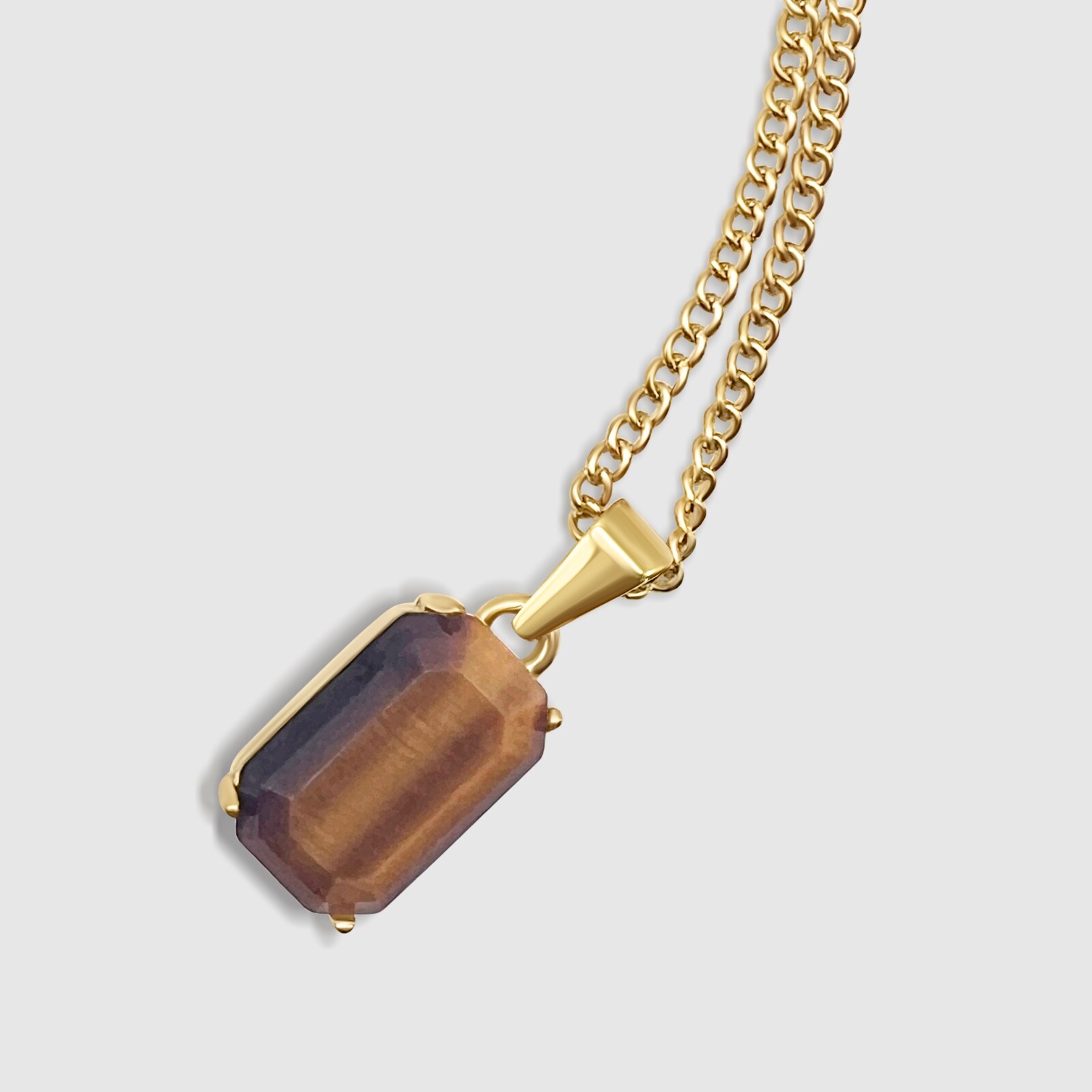 Tiger Eye Pendant & Necklace In 18k Gold 20” Chain – Tiger’s Eye Amulet Jewelry