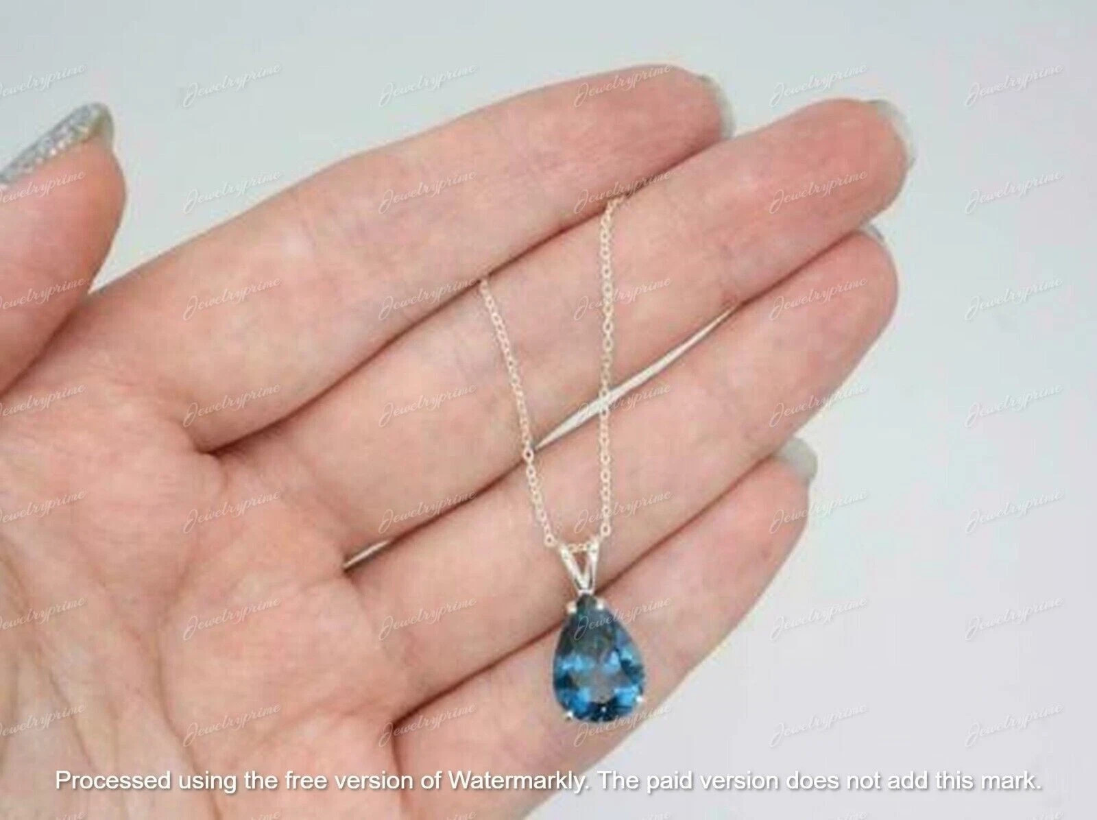 2Ct Pear Cut Lab-Created Topaz Beautiful Solitaire Pendant 14k White Gold Plated