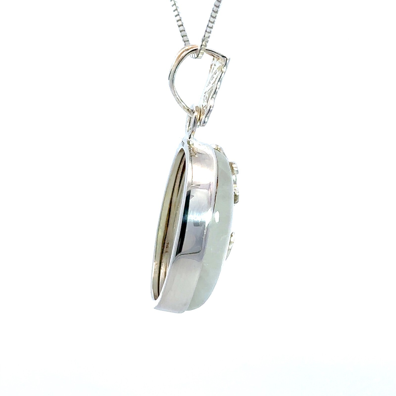 Sterling Silver Rainbow Moonstone With Butterfly Pendant (3/4 x 1 1/2 Inch)