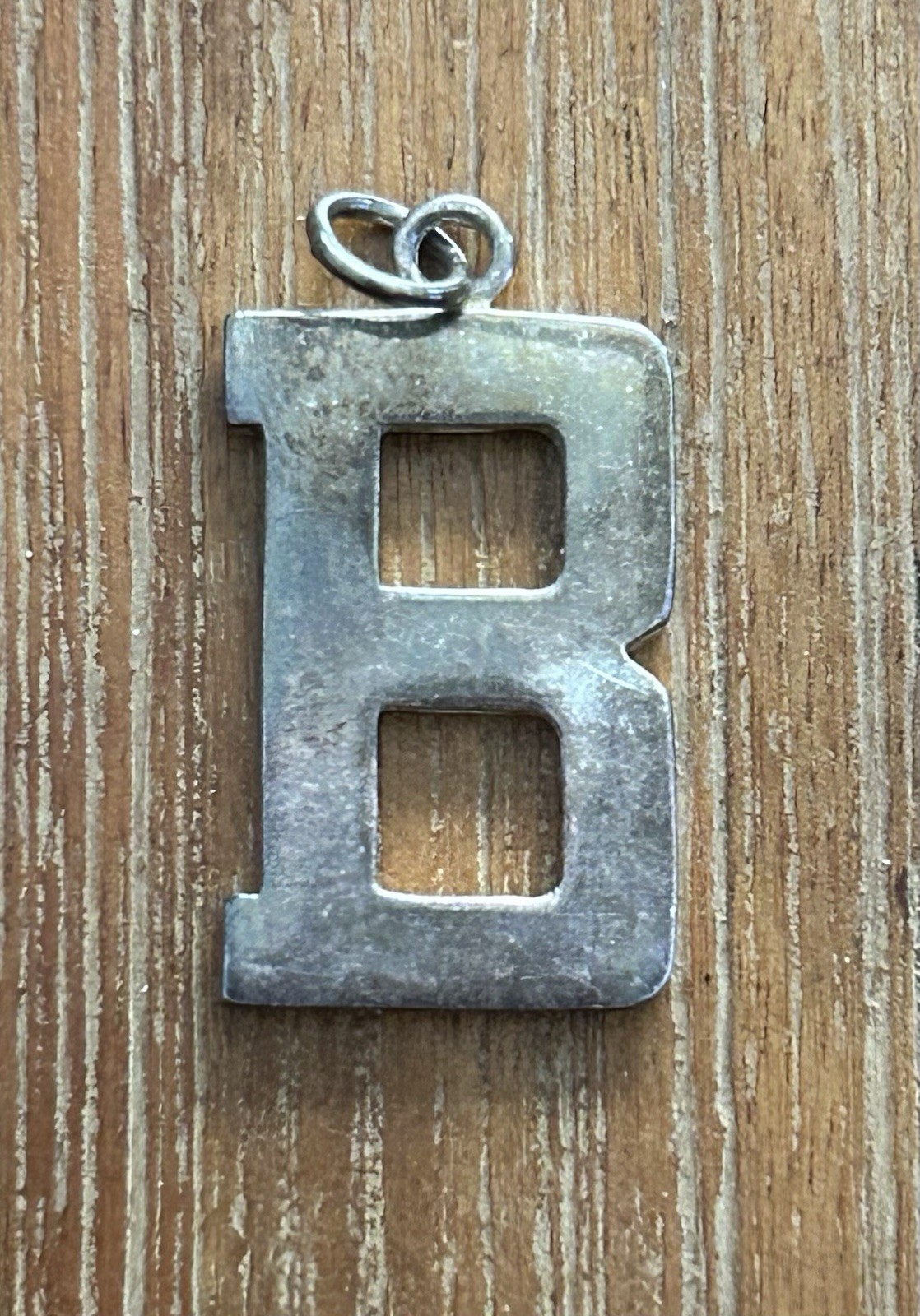 Sterling Silver 1” Block Letter B Initial Charm Pendant 5.35 Grams
