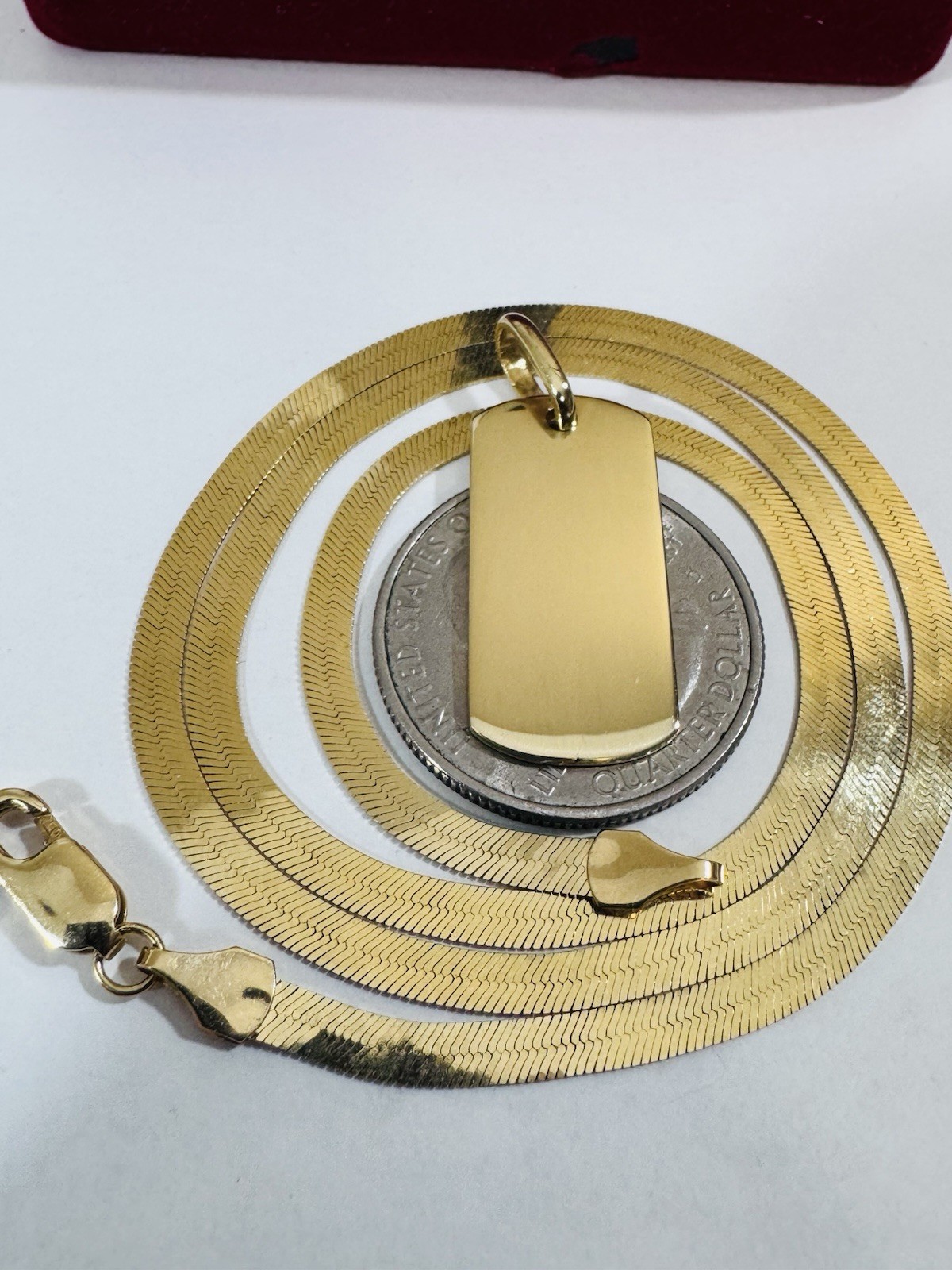 18K 750 Genuine Gold Rectangle Bar Necklace 17” Inch Long 12.4g 3.8mm