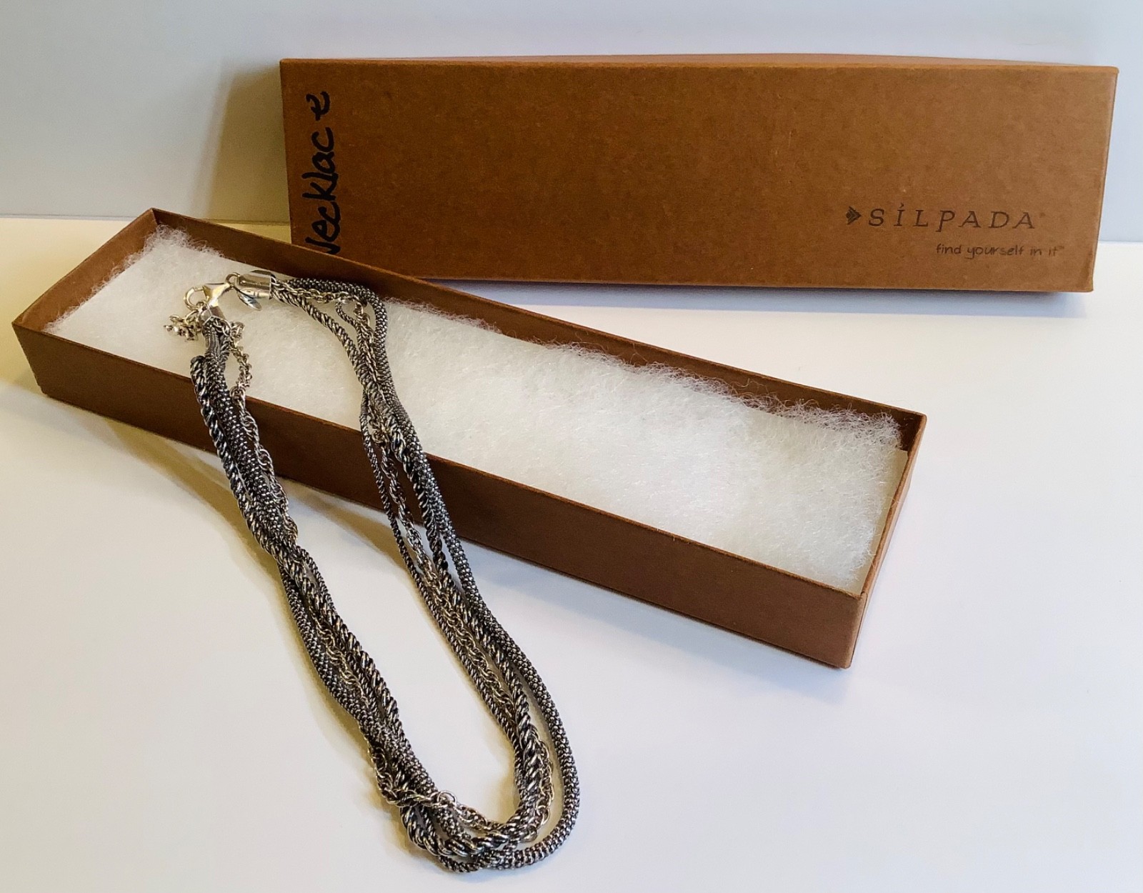 Silpada N1719 Sterling Silver (4) Multi-Strand 16-18” Necklace Oxidized Popcorn