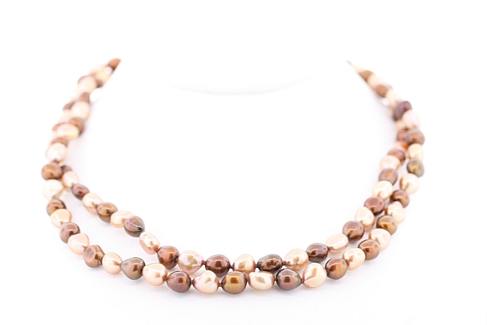 HONORA 7-8mm Dyed “Mixed Chocolate” Baroque Genuine Cultured Pearl 36″ Necklace