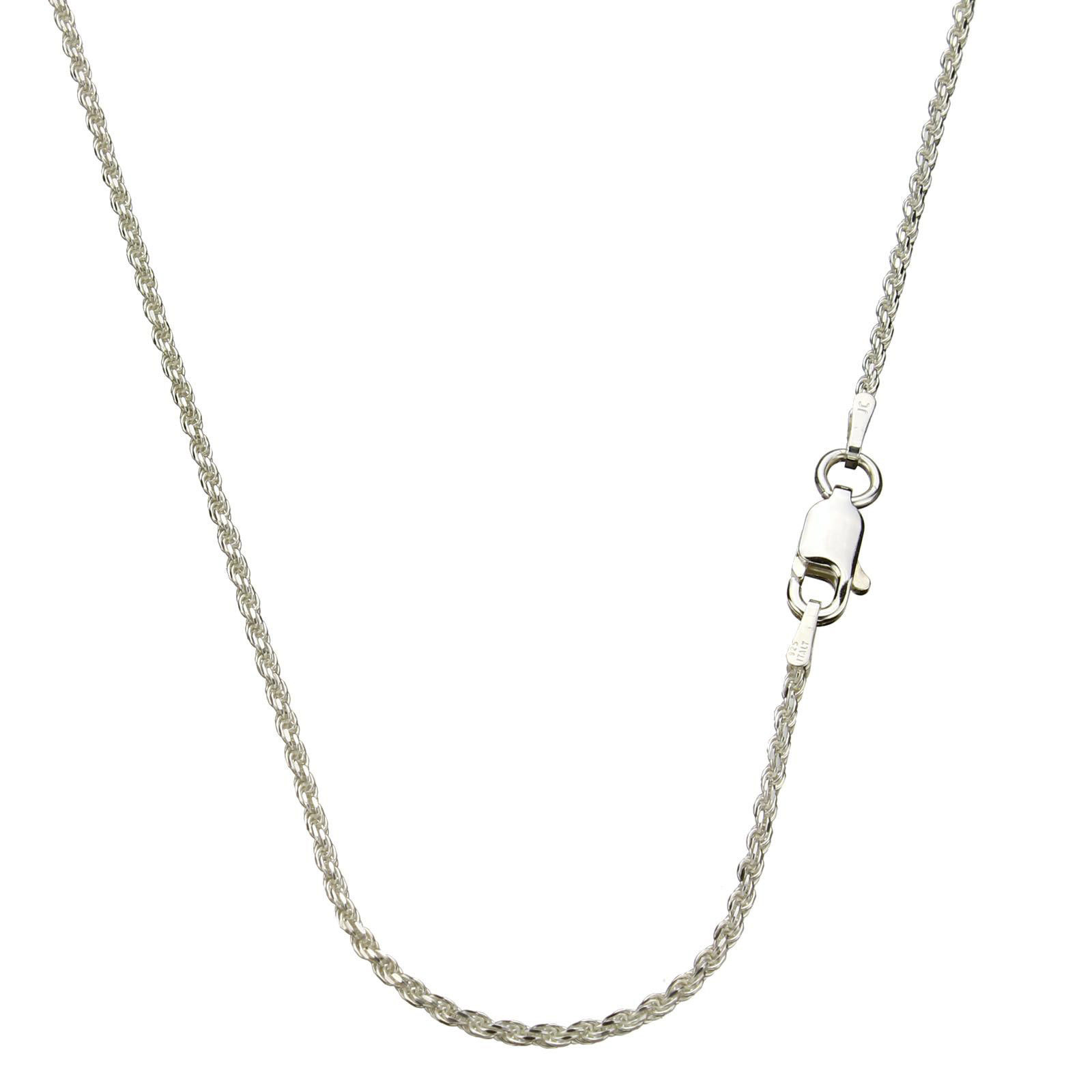 Sterling Silver 1.5mm Diamond-Cut Rope Chain Necklace