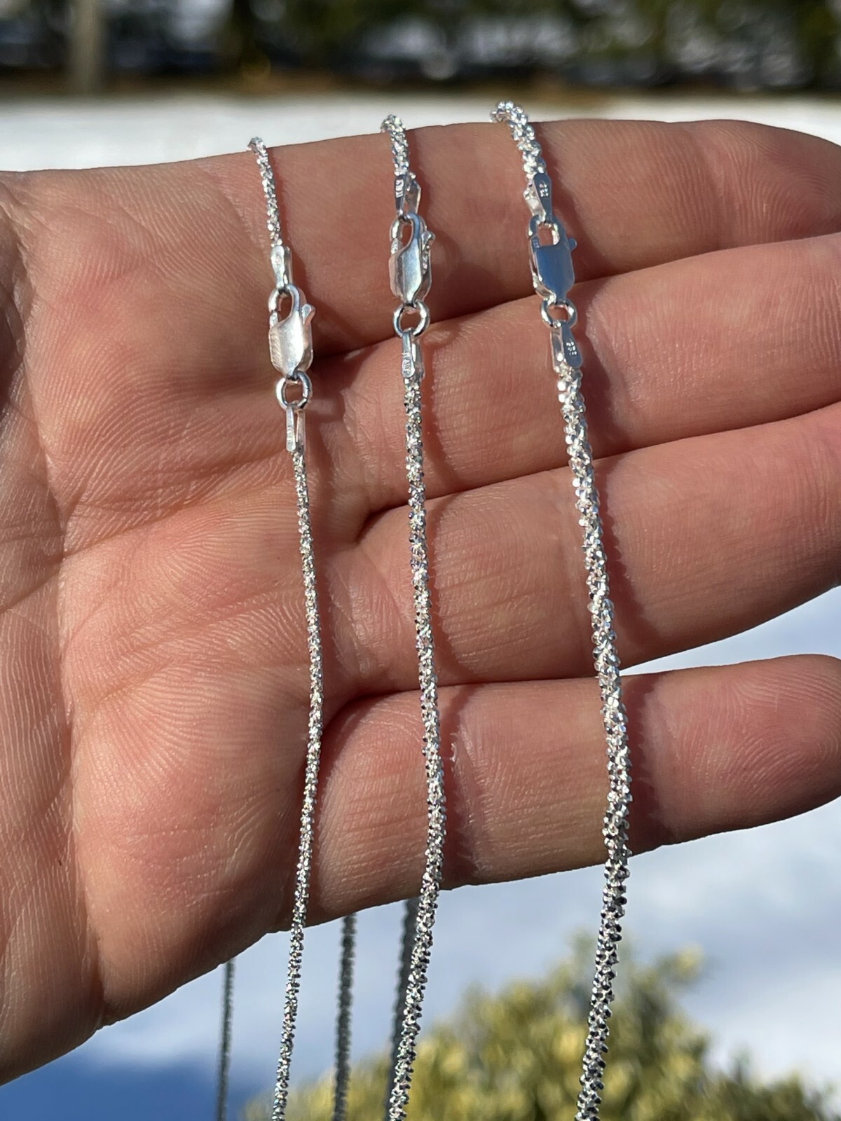 Real Solid 925 Sterling Silver Diamond Cut Sparkle Rope Chain Necklace 1mm – 3mm