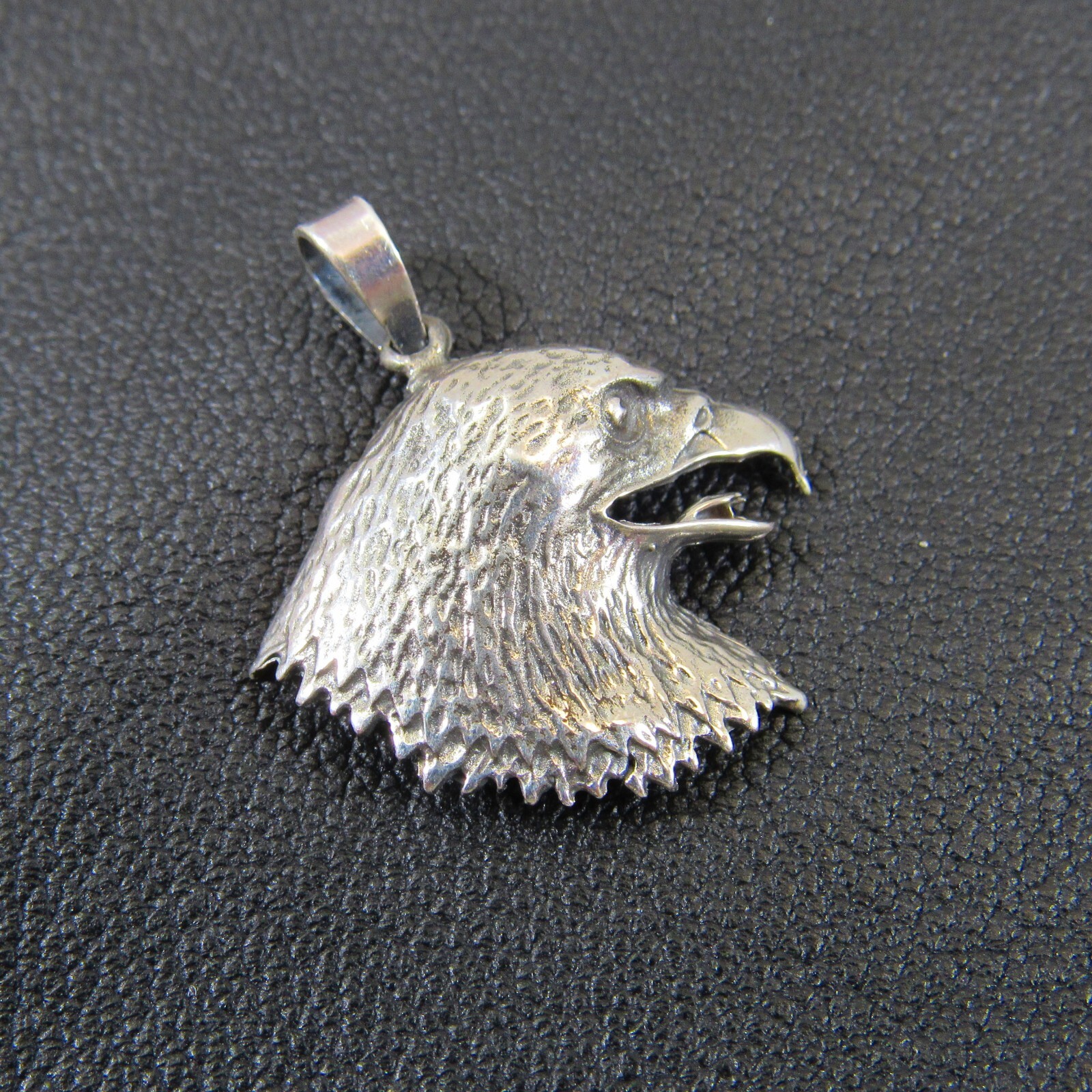 Solid 925 Sterling Silver Heraldic Eagle Head Pendant Patriotic Eagle Face Charm