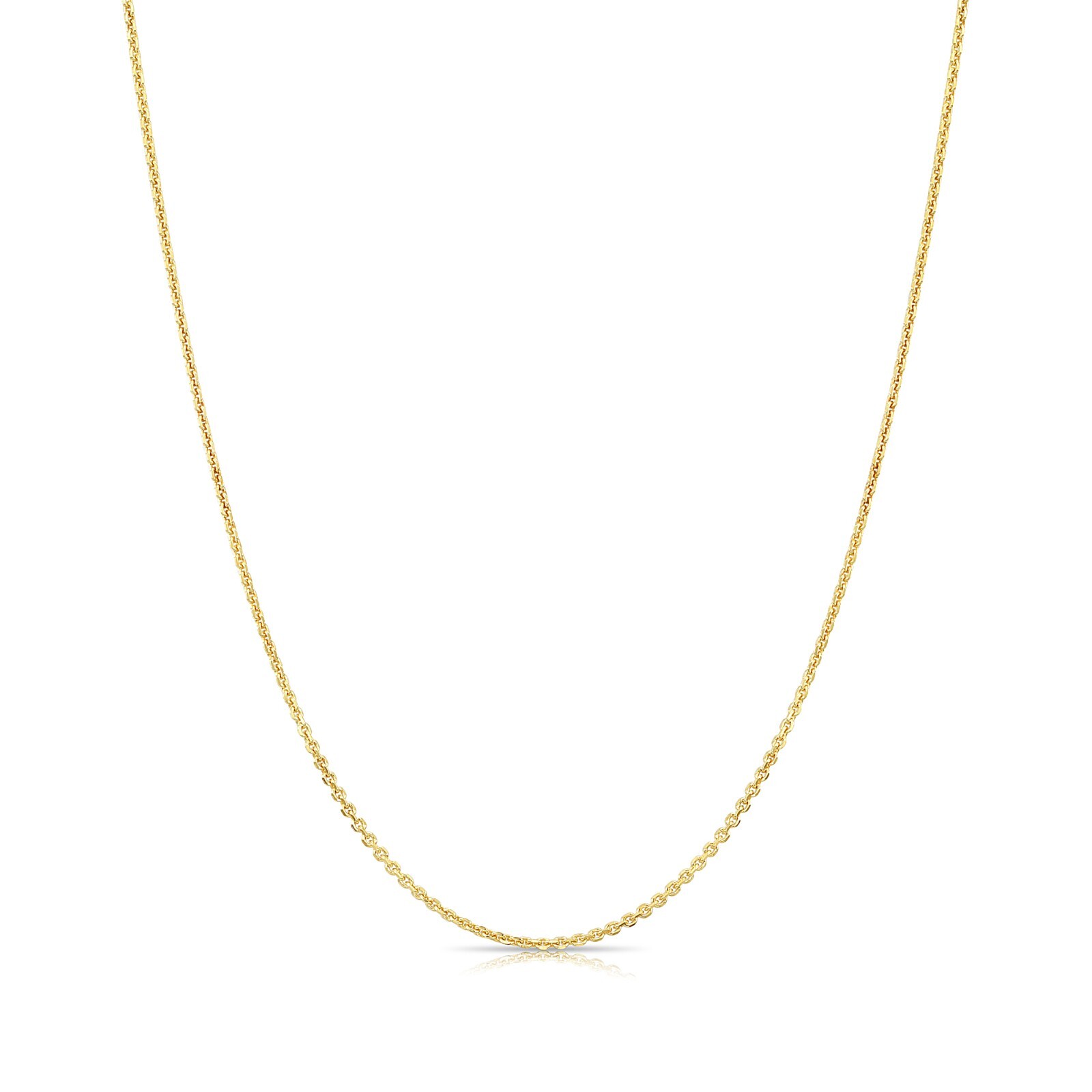 14K Real Solid Yellow Gold Diamond-Cut Thin Dainty Cable Chain Necklace 16″-20″