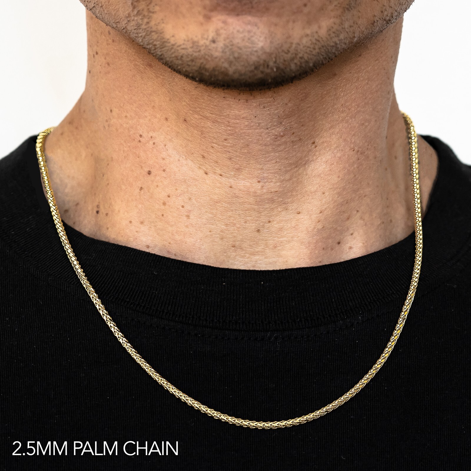 10k Yellow Gold 2.5mm-5mm Wheat Palm Chain Bracelet Size 7″-30″ Hollow