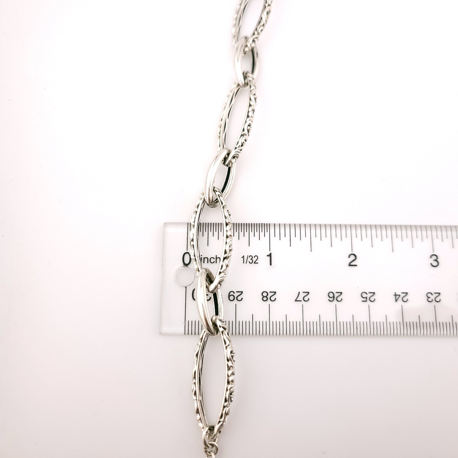 New Charles Krypell Sterling Silver Twist Oval Chain Link 36 in Toggle Necklace