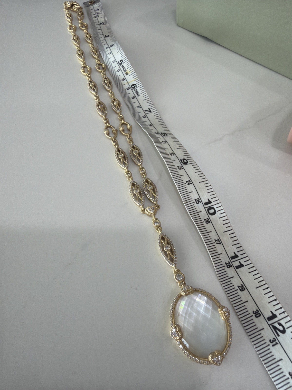 Judith Ripka Necklace 925 Clad Mother Of Pearl Exquisite Lariat