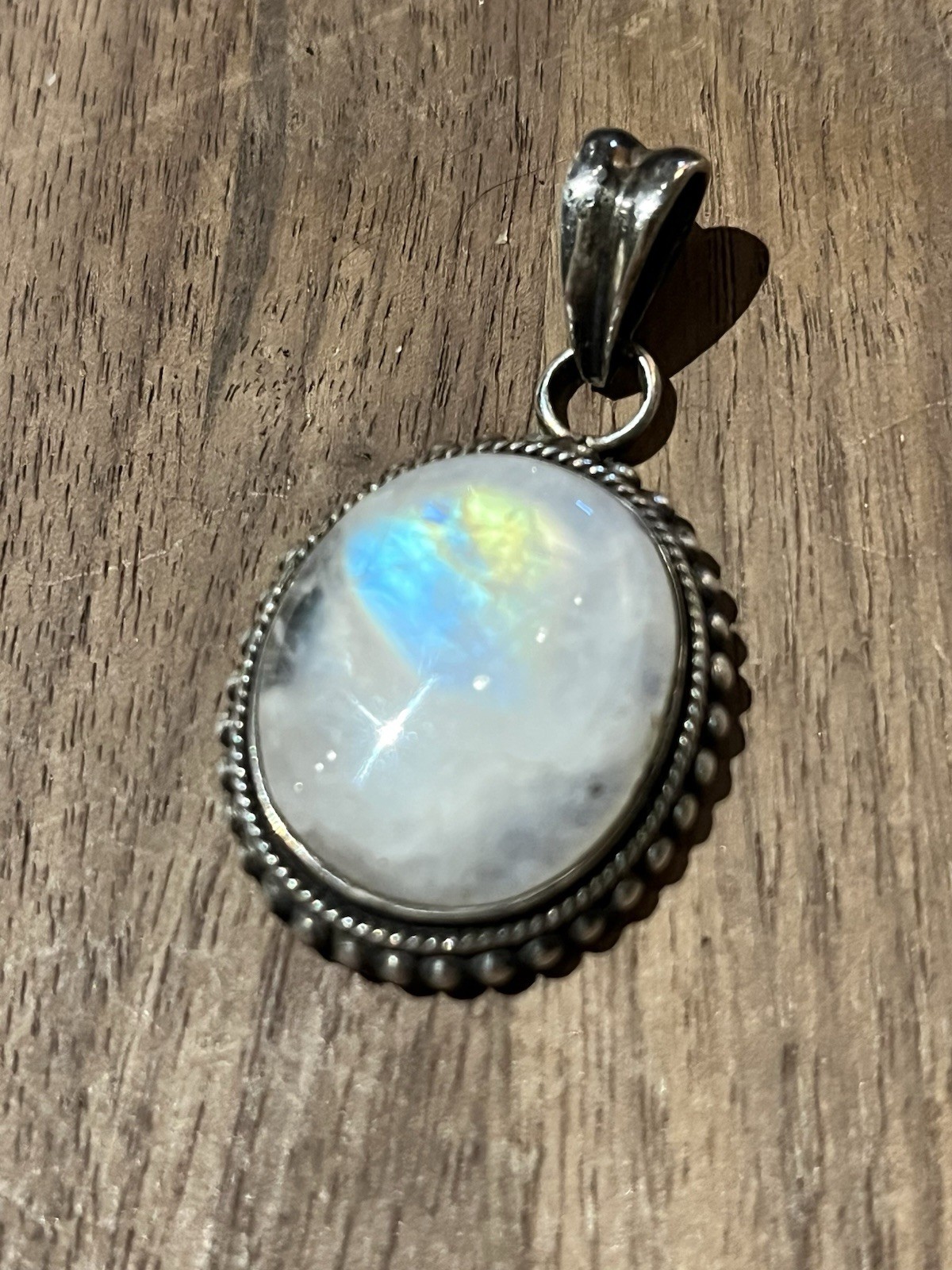 Rainbow Moonstone 925 Sterling Silver Pendant, June Alternative Birthstone
