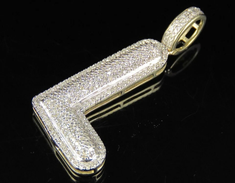 1.50Ct Round Diamond Lab Created Initial Letter L Pendant 14k Yellow Gold Plated