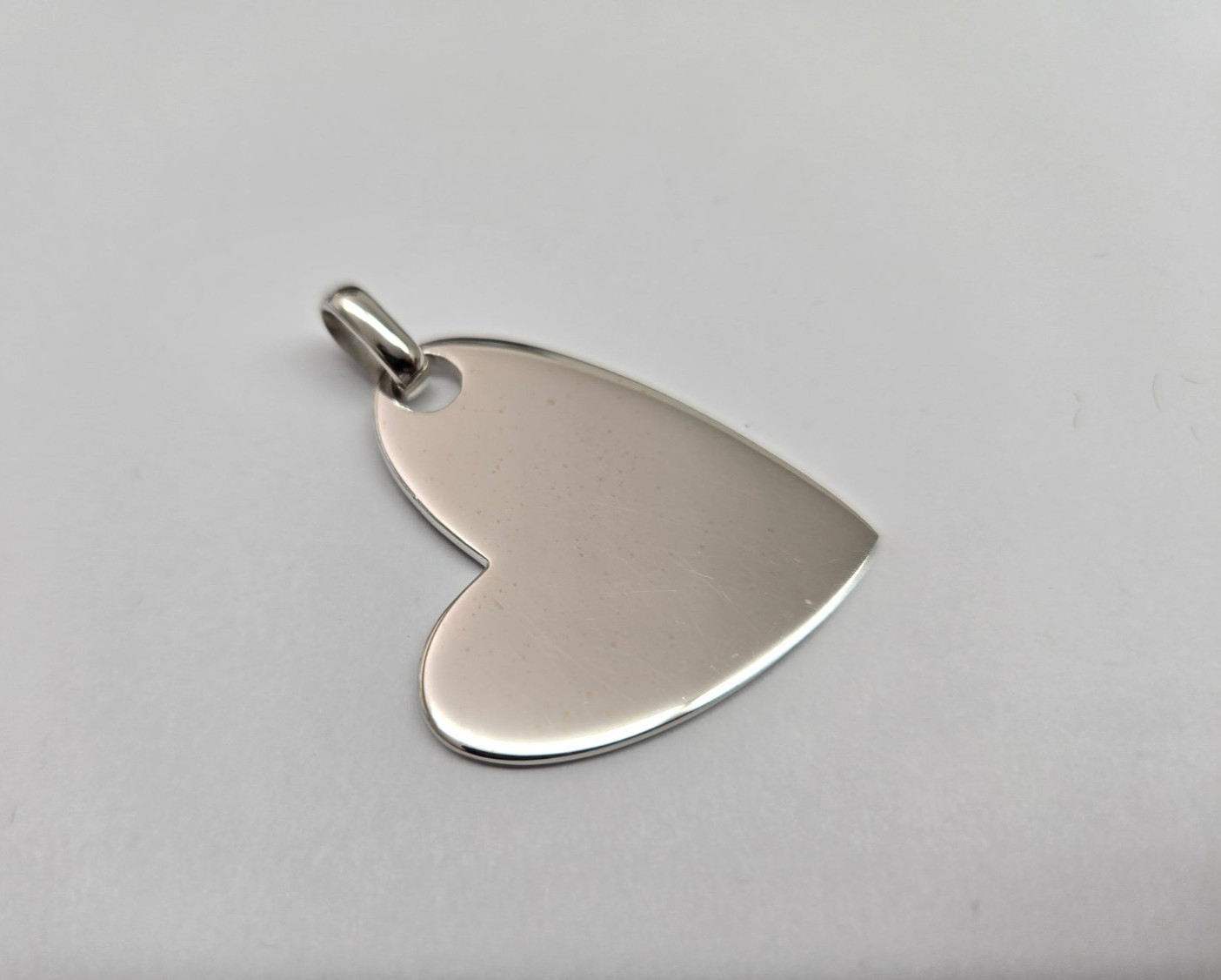 925 Sterling Silver Flat High Polished Heart Pendant 1 1/2 Inch (38mm) Tall