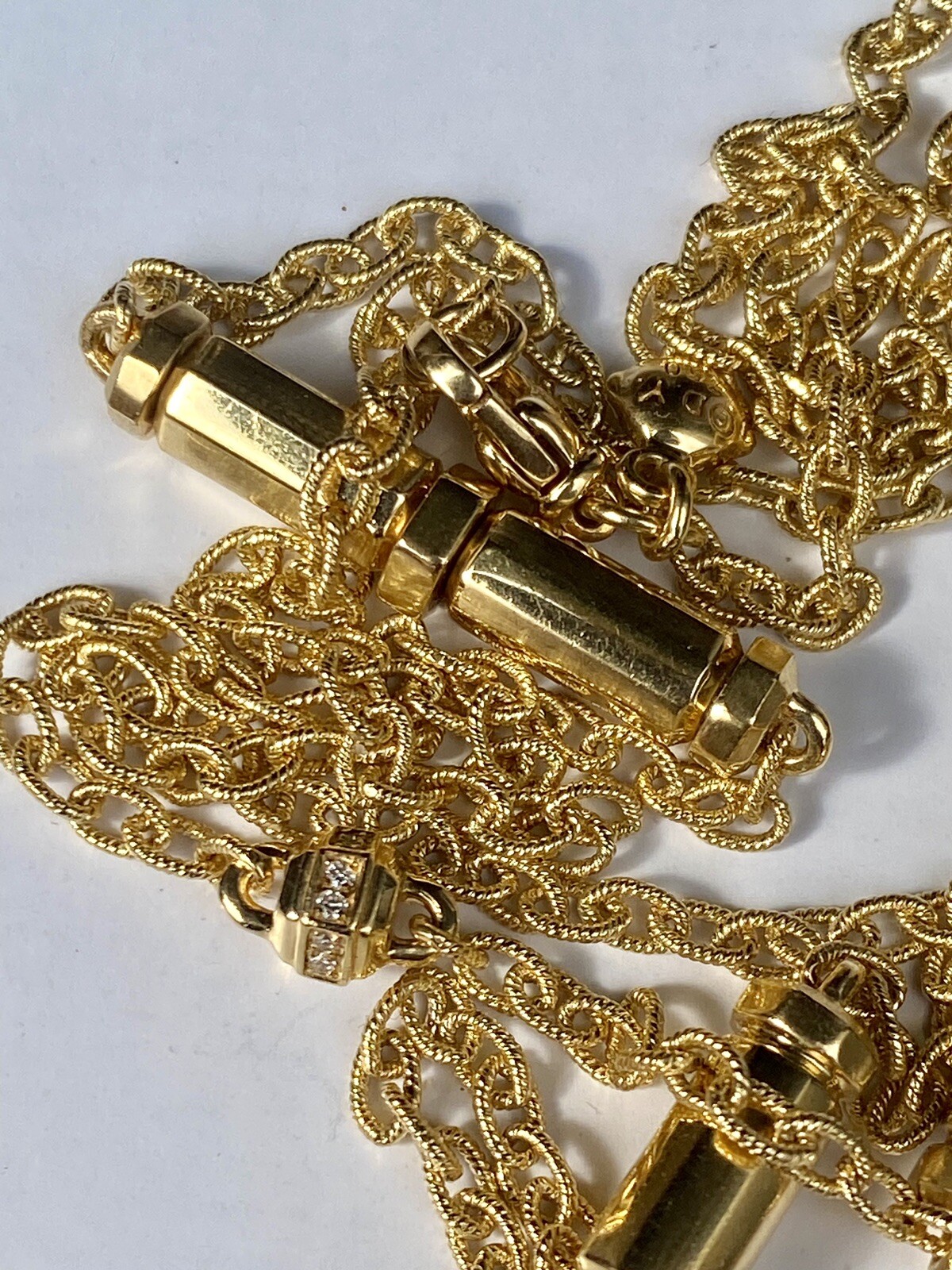 David Yurman 18k Gold Diamond Barrels Lexington Necklace 36” 31g Brand New NWT