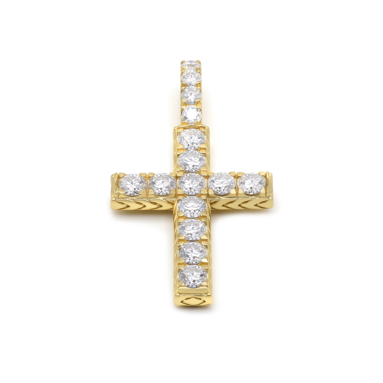 925 Sterling Silver Pavé Cross Pendant | 2.66ct VVS1-D Moissanite