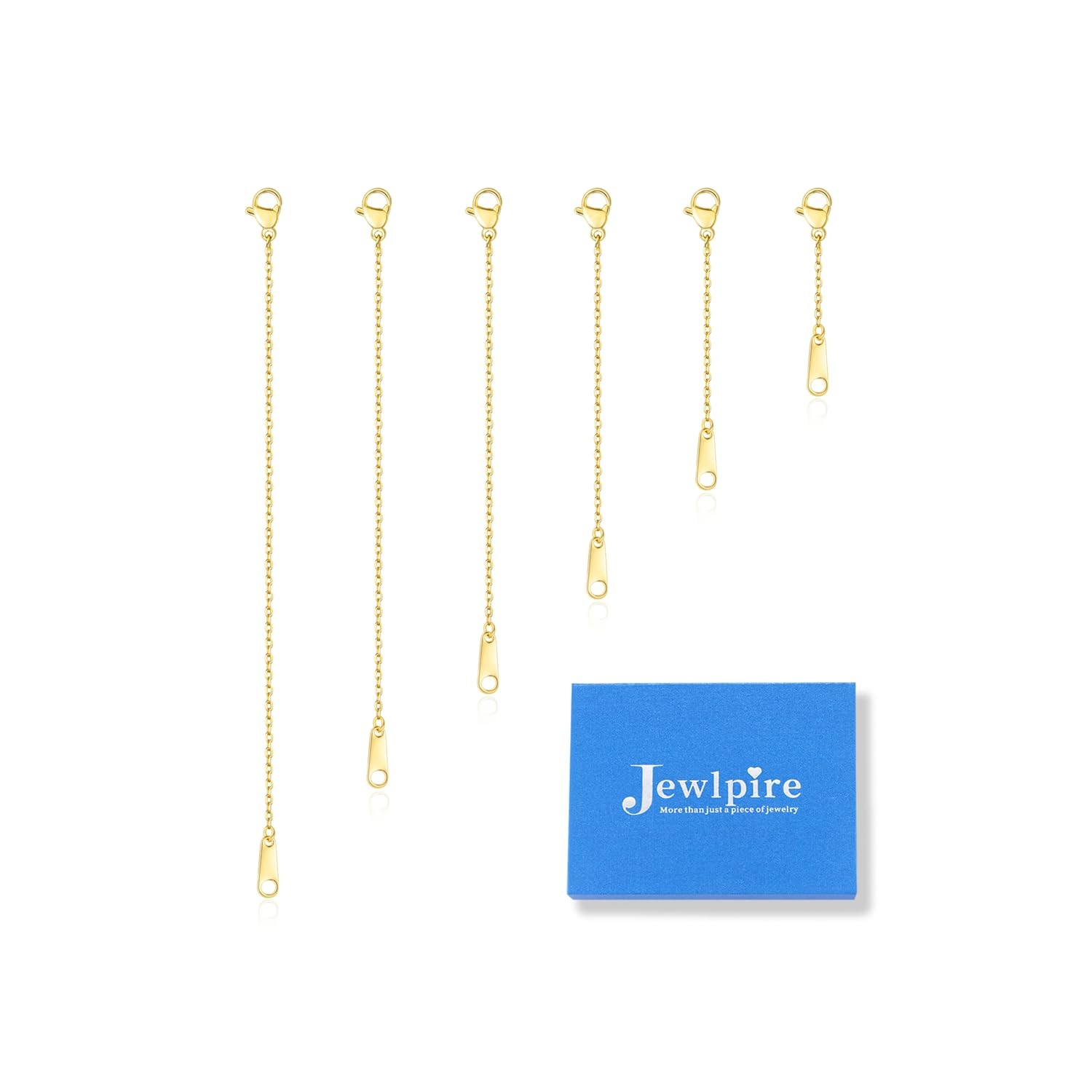18K 14K Gold Plated Necklace Extender 6 Piece Set 1 2 3 4 5 6 Inch for Jewelry