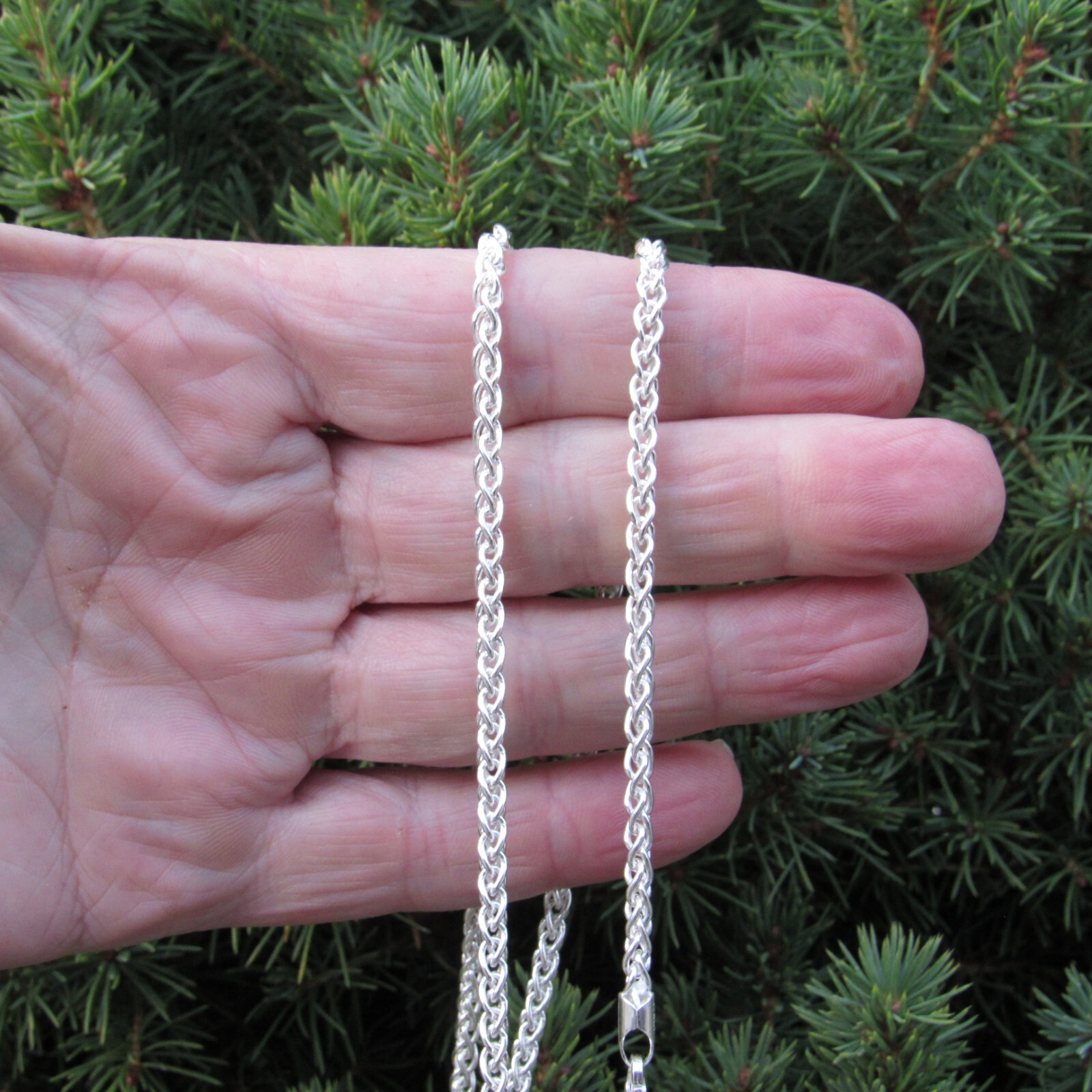 3.5MM Solid 925 Sterling Silver Italian SPIGA WHEAT CHAIN Necklace Made In Italy